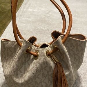 Michael Kors Beige and Brown Shoulder Bag